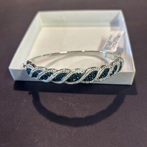 Blue crystal bangle bracelet